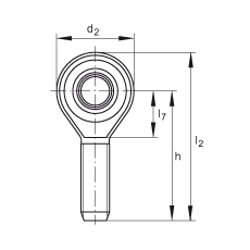桿端軸承 GAKSR14-PS, 根據(jù) DIN ISO 12 240-4 標(biāo)準(zhǔn)，特種鋼材料，帶右旋外螺紋，免維護(hù)