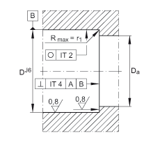 推力角接觸球軸承 7603020-2RS-TVP, 單向，接觸角 a = 60°，限制公差，兩側(cè)唇密封
