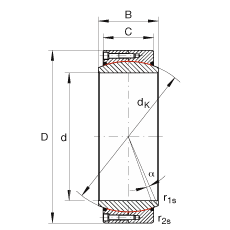 大的關(guān)節(jié)軸承 GE850-DW-2RS2, 根據(jù) DIN ISO 12 240-1 標(biāo)準(zhǔn), 免維護(hù)，兩側(cè)密封