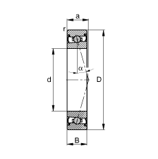 主軸軸承 HCS71909-C-T-P4S, 調(diào)節(jié)，成對安裝，接觸角 α = 15°，兩側(cè)唇密封，非接觸，限制公差