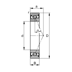 主軸軸承 HCS71909-E-T-P4S, 調(diào)節(jié)，成對或單元安裝，接觸角 α = 25°，兩側(cè)唇密封，非接觸，限制公差
