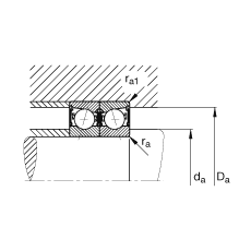 主軸軸承 B7212-E-2RSD-T-P4S, 調(diào)節(jié)，成對(duì)安裝，接觸角 α = 25°，兩側(cè)唇密封，非接觸，限制公差
